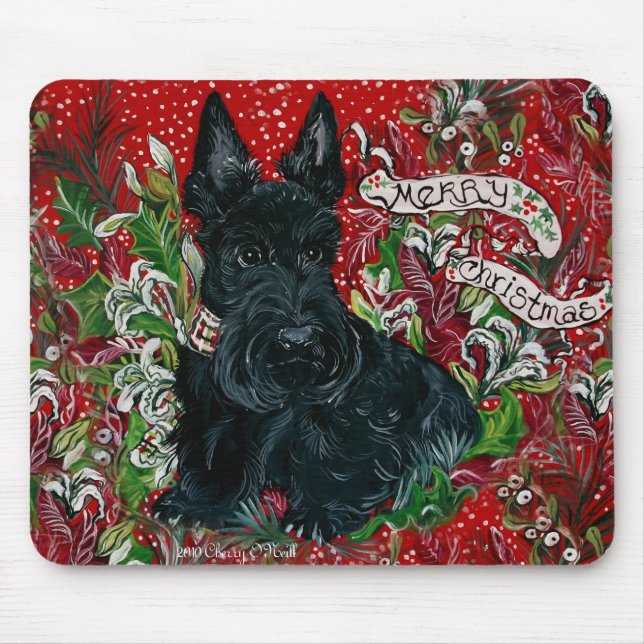 Scottish Terrier Xmas Mouse Pad (Front)