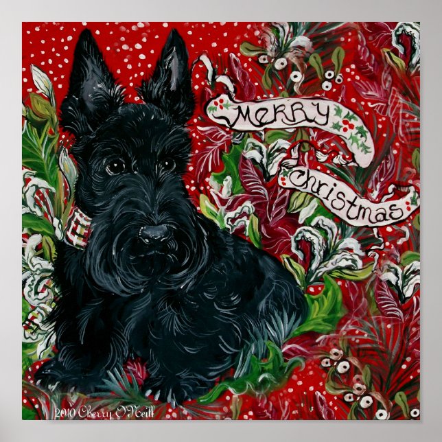 Scottish Terrier Xmas Poster (Front)