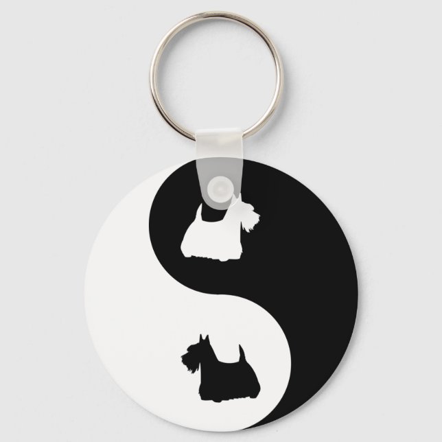 Scottish Terrier Yin Yang Key Ring (Front)