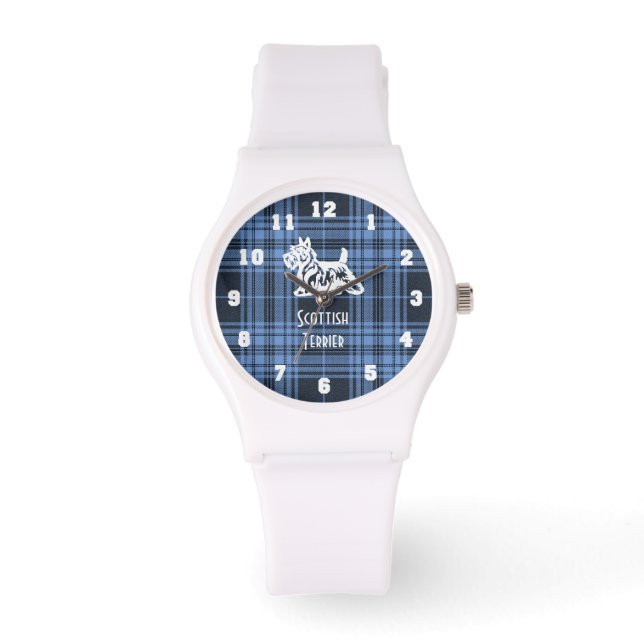 Scottish Terrier Your Colour Plaid Personalise Watch (Front)