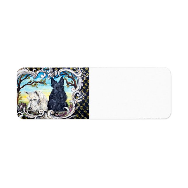 Scottish Terriers and Frog Return Address Label (Front)
