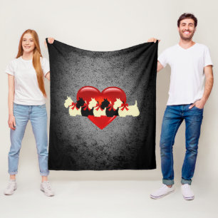 Scottish Terriers, black, wheaten, heart, silver Fleece Blanket