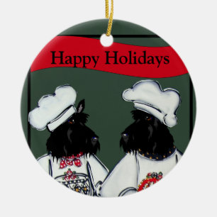 Scottish Terriers Ceramic Ornament