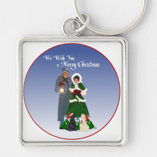 Scottish Terriers Christmas Carols Key Ring