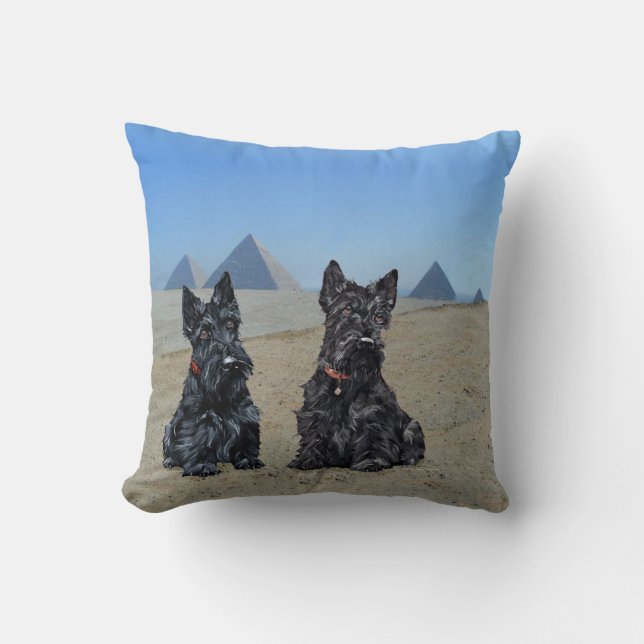 Scottish Terriers on Vacation Pillow (Front)