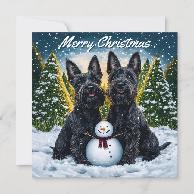Scottish Terriers Pack of Flat Christmas Card (Front)