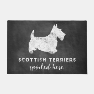 Scottish Terriers Spoiled Here Vintage Chalkboard Doormat