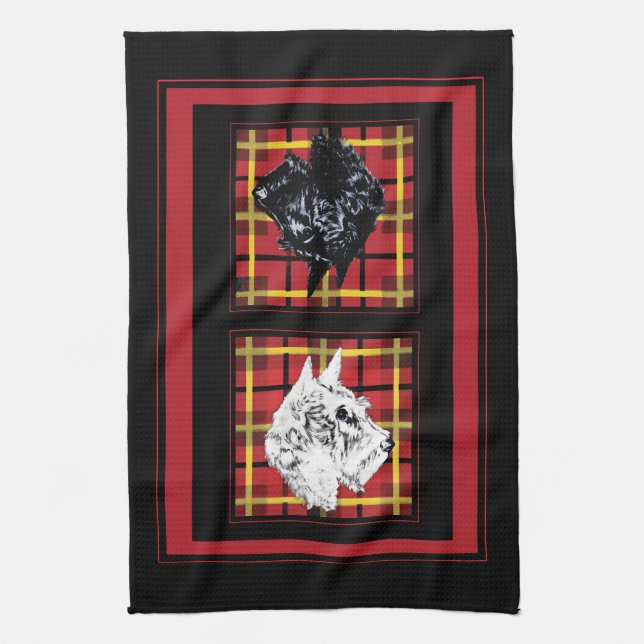 Scottish Terriers Tea Towel (Vertical)