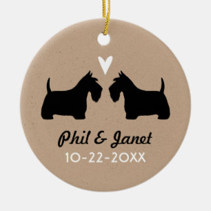 Scottish Terriers with Heart and Text Ceramic Ornament