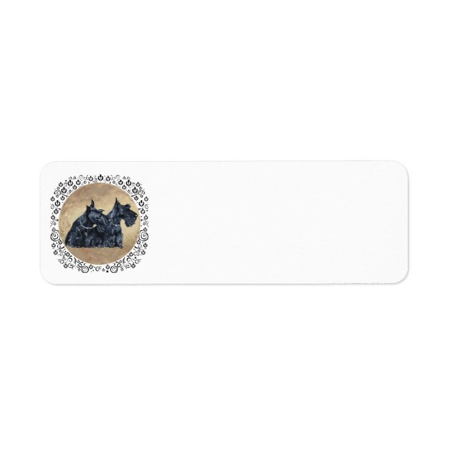 Scottish Terriers with Thistles Return Address Label (Front)