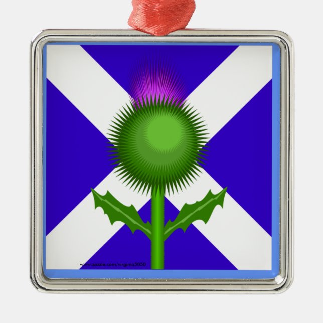Scottish Thistle and Flag Metal Tree Decoration (Front)