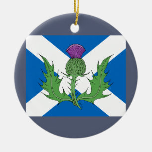 Scottish Thistle and Saltire Ceramic Tree Decoration