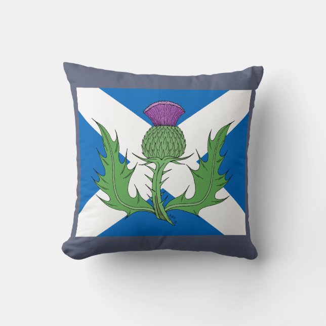 Scottish Thistle and Saltire Cushion (Front)