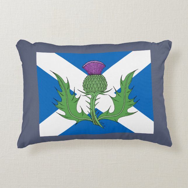Scottish Thistle and Saltire Decorative Cushion (Front)