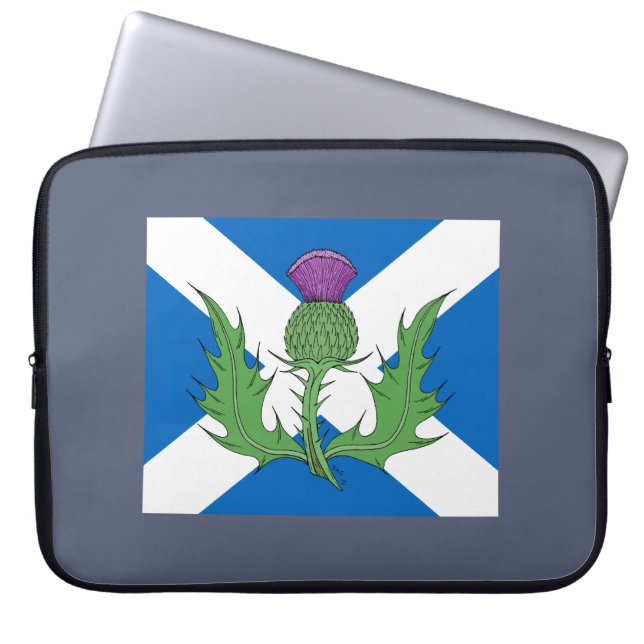 Scottish Thistle and Saltire Laptop Sleeve (Front)