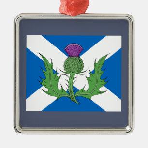 Scottish Thistle and Saltire Metal Tree Decoration