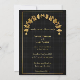 Scottish Thistle Black Gold Thistle Arch Wedding I Invitation