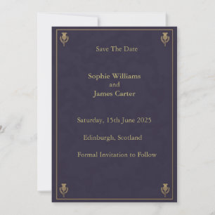 Scottish Thistle Burgundy Gold Save The Date
