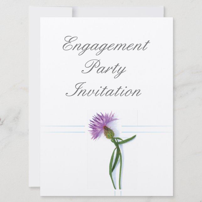 Scottish Thistle, Celtic Engagement Party Invitation (Front)