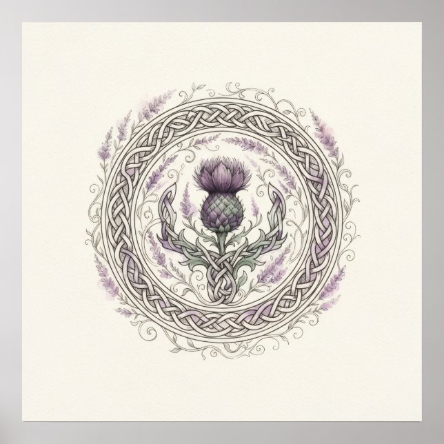 Scottish Thistle Celtic Knot Lavender Poster (Front)