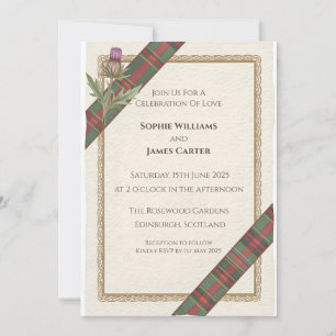 Scottish Thistle Celtic Tartan Wedding Invitation 
