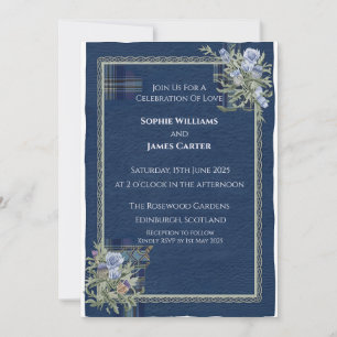 Scottish Thistle Celtic Tartan Wedding Invitation 