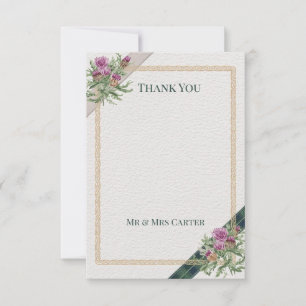 Scottish Thistle Celtic Tartan Wedding Thank You Card