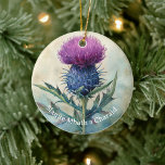 Scottish Thistle Christmas Ornament<br><div class="desc">"Slainte Mhath a Charaid!" is a Scots Gaelic Greeting,  which means,  “Cheers and to good health,  friends!” These are fantastic secret pal gifts,  baby shower gifts,  wedding gifts,  and employee thank-you gifts. Personalise however you'd like and spread good cheer.</div>