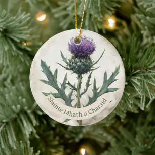 Scottish Thistle Christmas Ornament, Ceramic Ceramic Ornament
