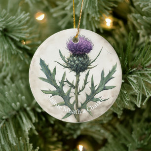Scottish Thistle Christmas Ornament, Ceramic Ornament