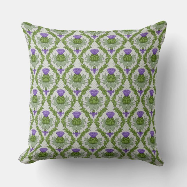 Scottish Thistle Damask Cushion (Front)