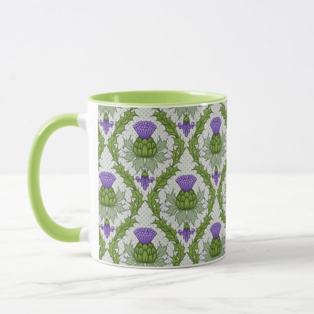 Scottish Thistle Damask Mug (Left)