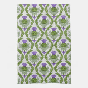 Scottish Thistle Damask Tea Towel