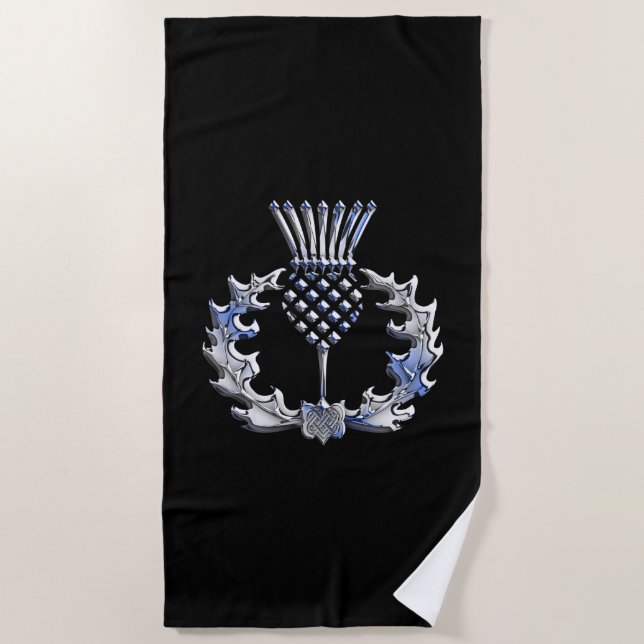 Scottish Thistle Decor on a Beach Towel (Front)