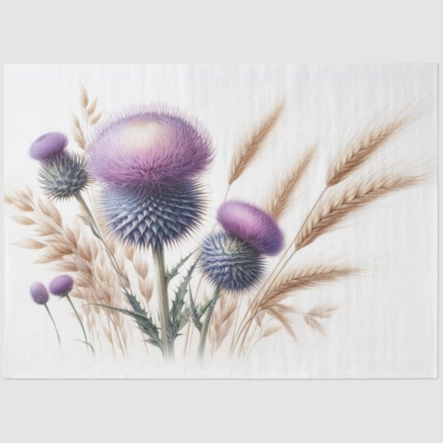 Scottish Thistle Decoupage Tissue Paper (Front)