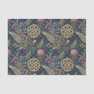Scottish Thistle & Gold Celtic Knot Design Pattern Tissue Paper