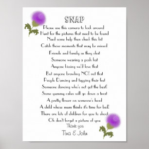 Scottish Thistle I Spy Snap Wedding Photo Game Poster