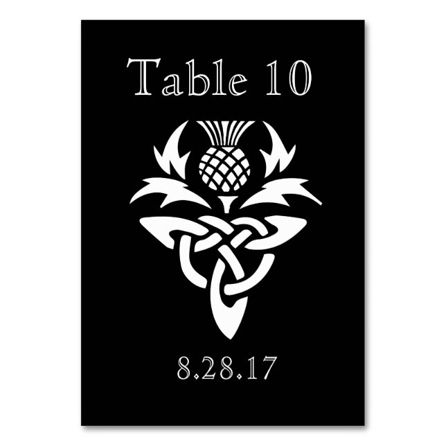 Scottish Thistle Initials - Table card - Black (Front)