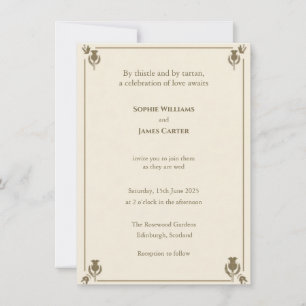 Scottish Thistle Ivory Cream Sage Green Botanical Invitation