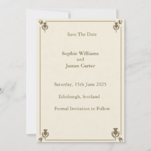 Scottish Thistle Ivory Cream Sage Green Botanical Save The Date