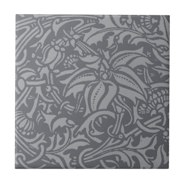 Scottish Thistle Knot William Morris Style Ceramic Tile (Front)