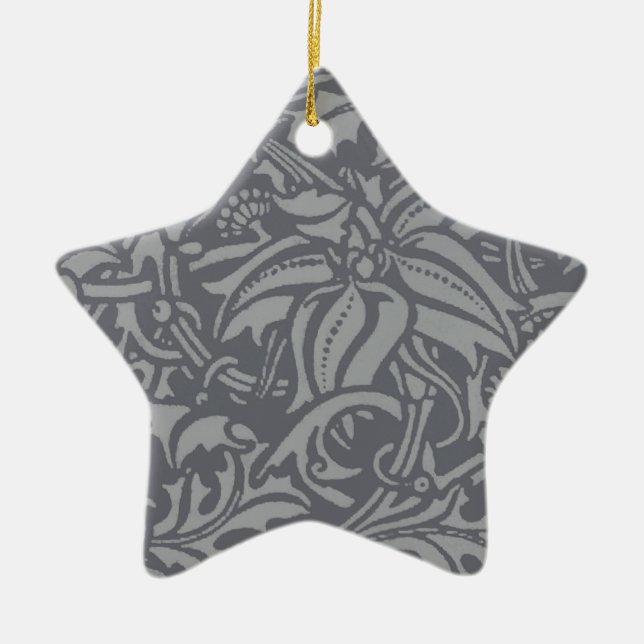 Scottish Thistle Knot William Morris Style Ceramic Tree Decoration (Front)