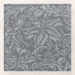 Scottish Thistle Knot William Morris Style Glass Coaster