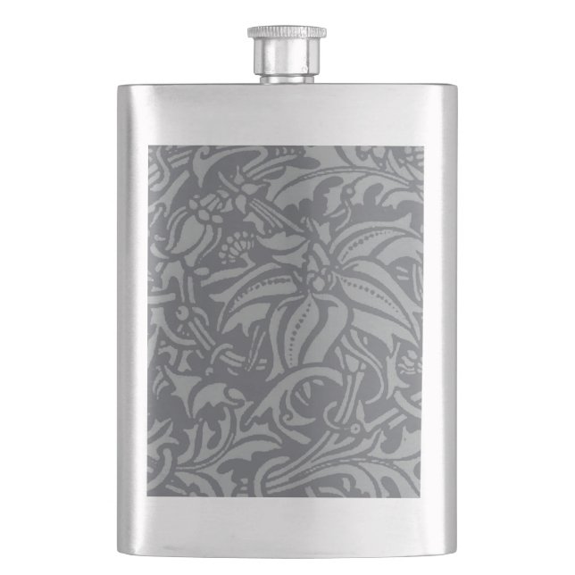 Scottish Thistle Knot William Morris Style Hip Flask (Front)