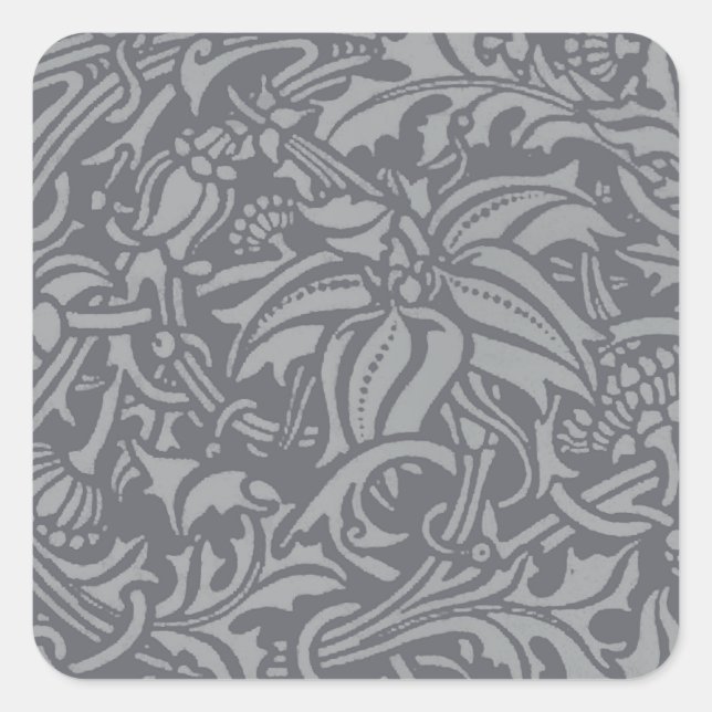 Scottish Thistle Knot William Morris Style Square Sticker (Front)