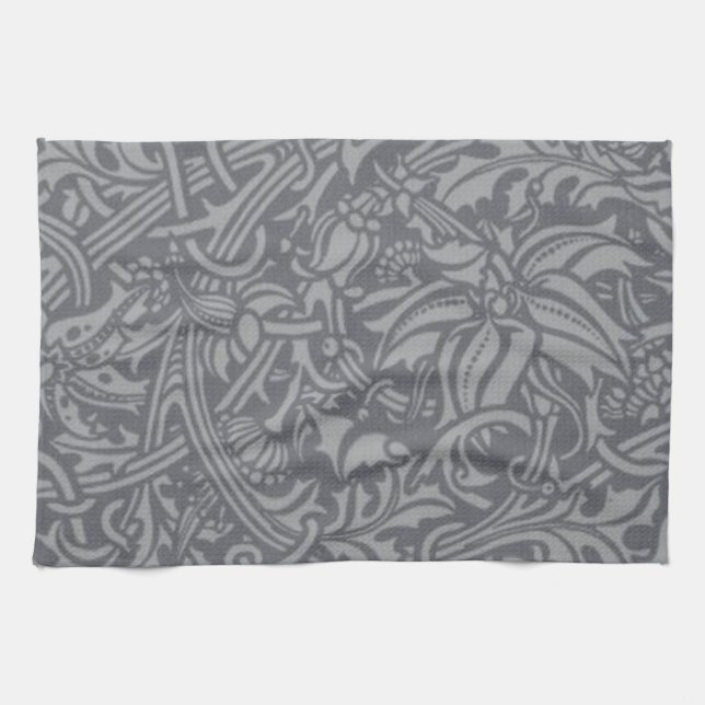 Scottish Thistle Knot William Morris Style Tea Towel (Horizontal)
