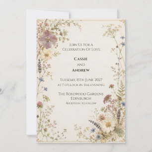 Scottish Thistle Lavender Wildflower Wedding Invit Invitation