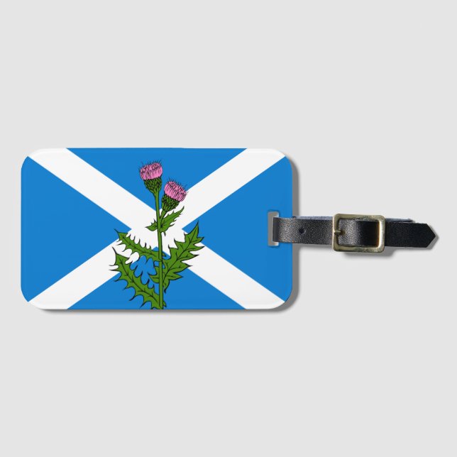 Scottish thistle luggage tag (Front Horizontal)