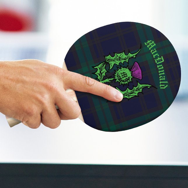 Scottish Thistle on Dark Tartan Custom Name Ping Pong Paddle (Creator Uploaded)