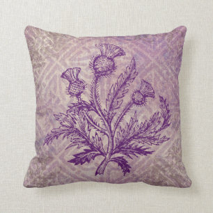 Scottish Thistle Purple Celtic Knot Cushion